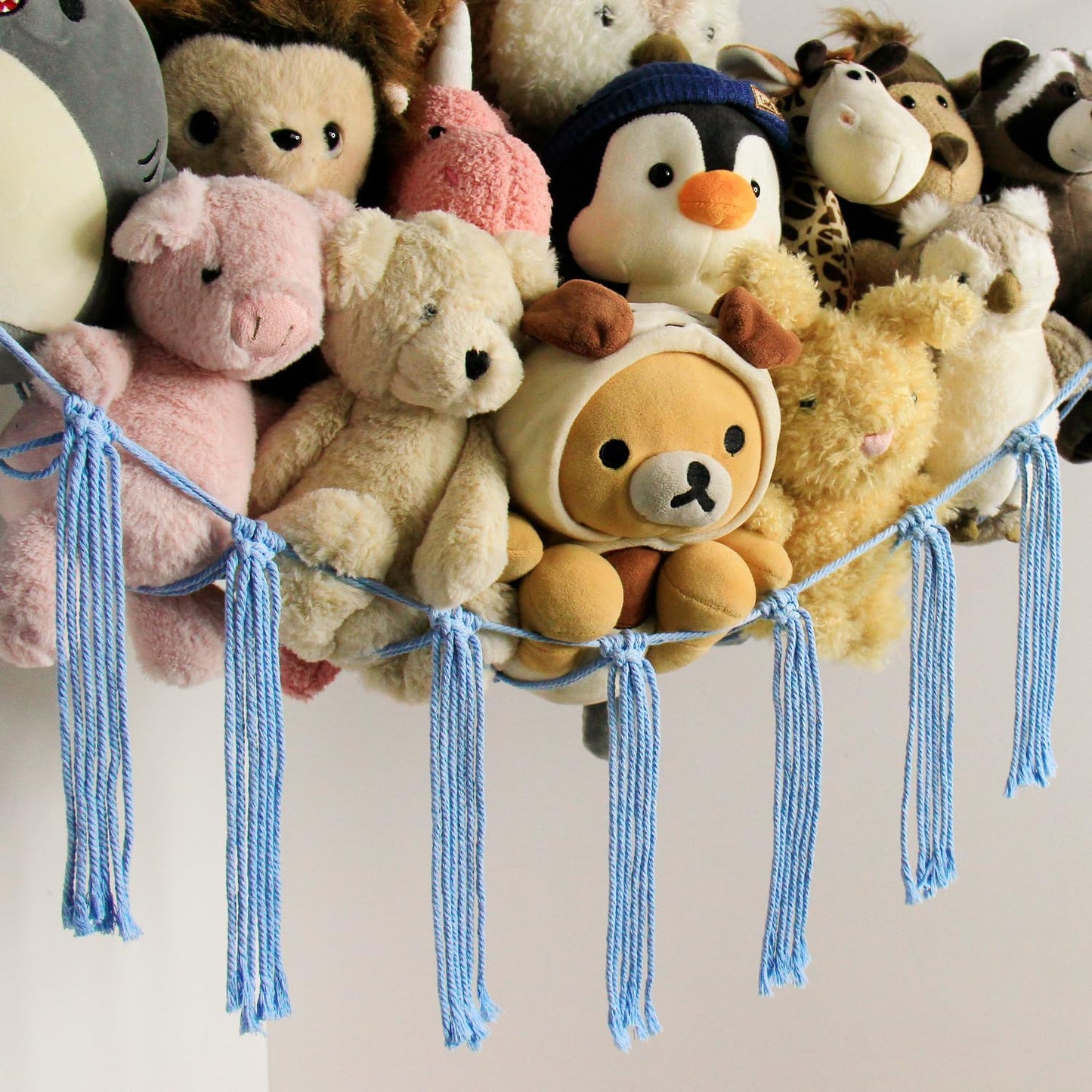 Mirolam Stuffed Animal Storage Hammock - Large Blue Toy Organizer for Nursery Decor