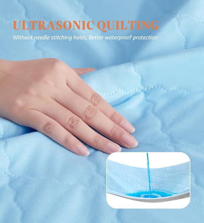Washable Underpads - Heavy Absorbency Waterproof Reusable Incontinence Pads for Pets | 18 x 24 Inches, Blue, Pack of 4