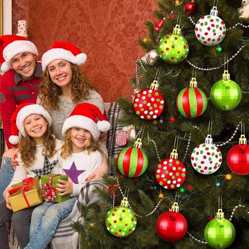 12 Pcs Christmas Ball Ornaments Set 2 Inch Red Green White Glittering - Variation Classic+12+2.36 Inch