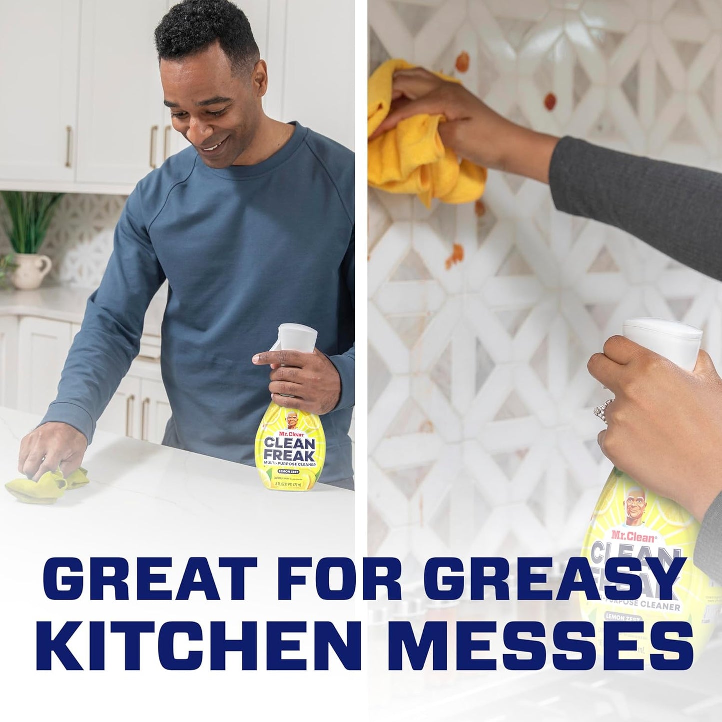 Mr. Clean Clean Freak Multi-Surface Cleaning Spray - Deep Cleaning Mist Starter Kit & Refill Bundle, Lemon Zest, 64 fl oz