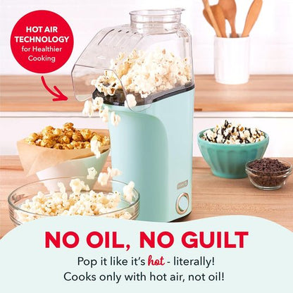 DASH Fresh Pop Popcorn Maker - Oil-Free Air Popper with Measuring Cup & Recipe Guide - 16 Cups, Aqua