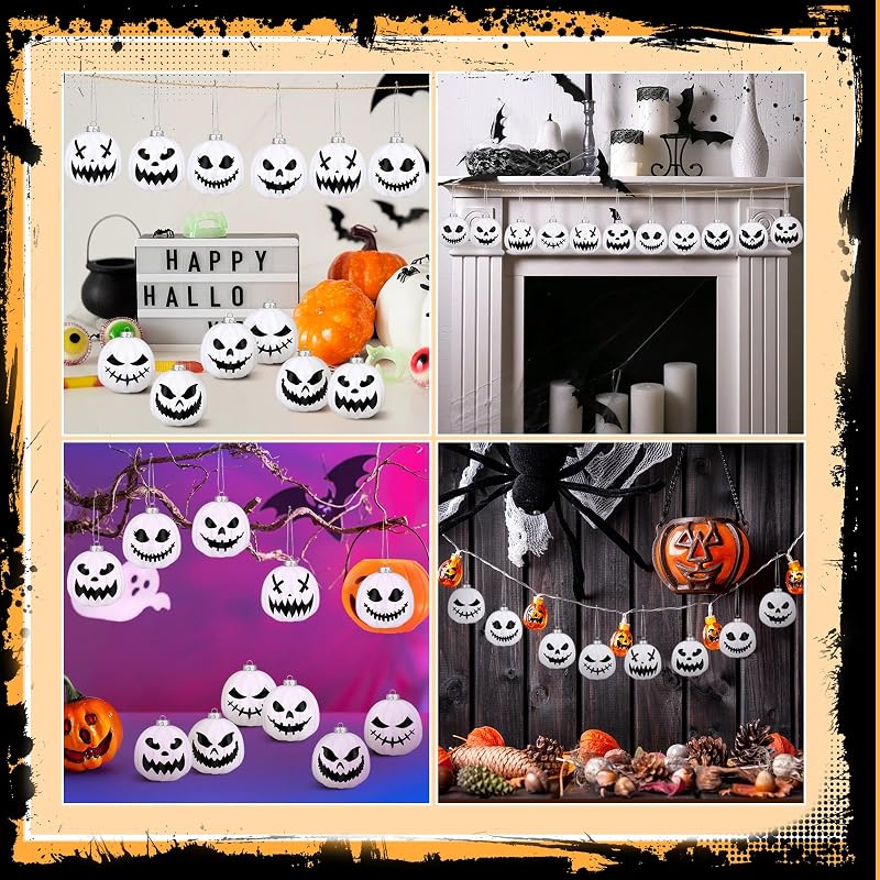 Liliful 12 Pcs Pumpkin Halloween Christmas Ornaments - 1.97'' (5 cm) Black & White