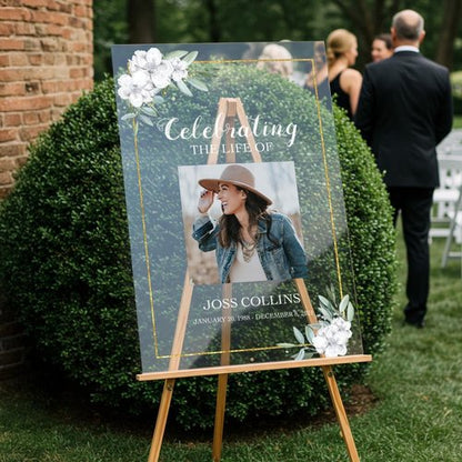 Custom Memorial Sign by [Brand Name] - Personalized Funeral Board with Picture - Elegant Tribute for Loved Ones