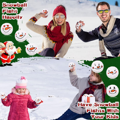Zubebe Snowball Fun Set - 72 Cute Fake Snowmen Balls for Indoor Winter Parties | 2-Inch Classic Styles