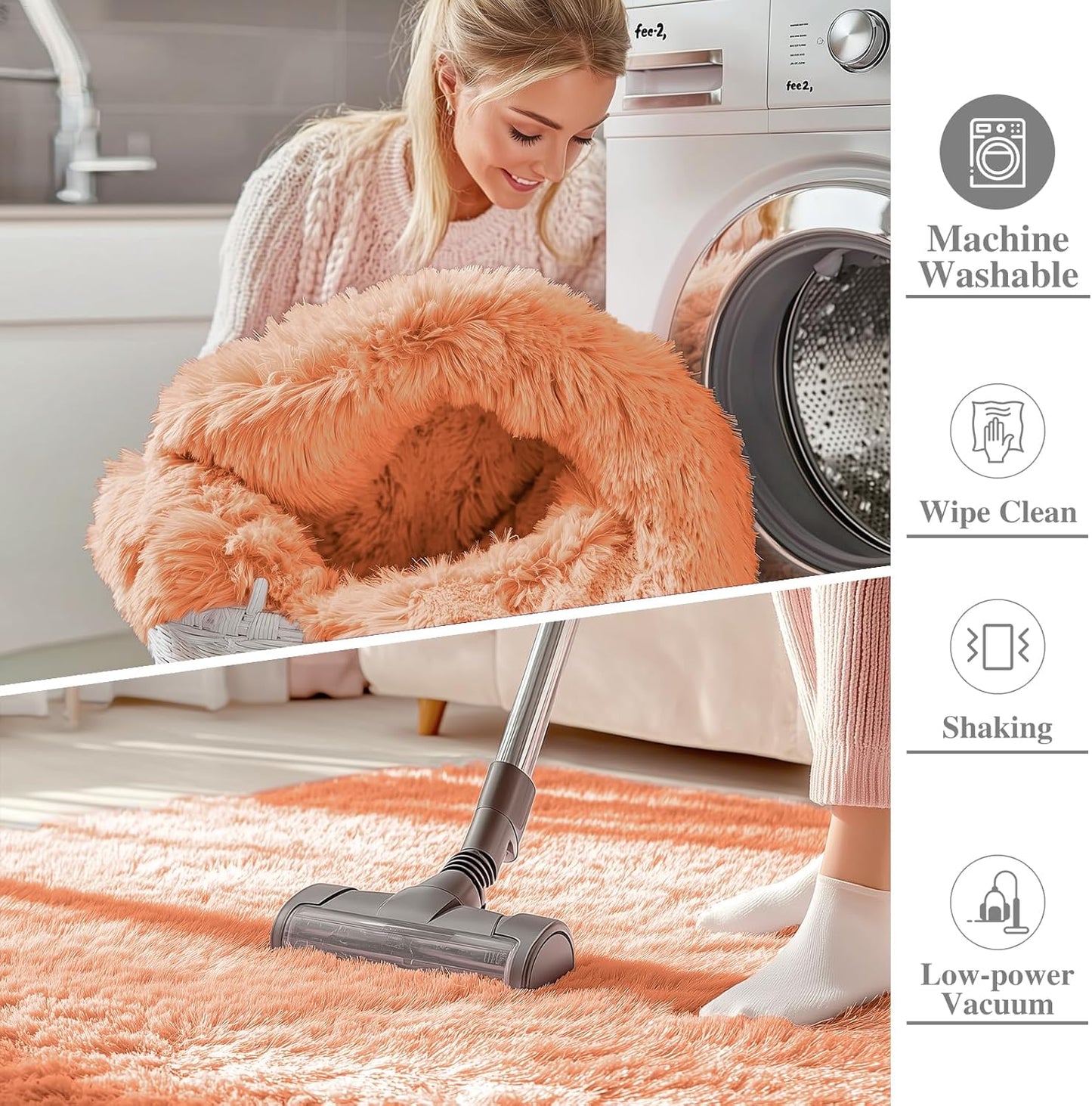 OLANLY Large 5x7 Machine Washable Area Rug - Soft Fluffy Shaggy Carpet for Living Room & Bedroom | Muted Orange