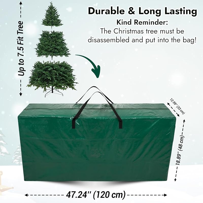 Green 7.5 ft Christmas Tree Storage Bag – Heavy Duty, Waterproof with Reinforced Handles & Zipper (Variation: Green)