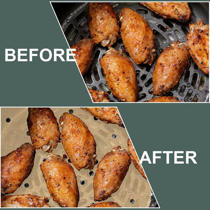 Skiennix Air Fryer Parchment Paper Liners - 200pcs Perforated, 8.5 Inch, Easy Cleanup, No Burn