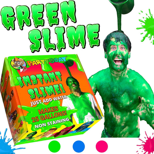 Party Goat Instant Green Slime Powder - Bulk Kit for 25 Gallons | Mix with Water for Fun Kids' Activities