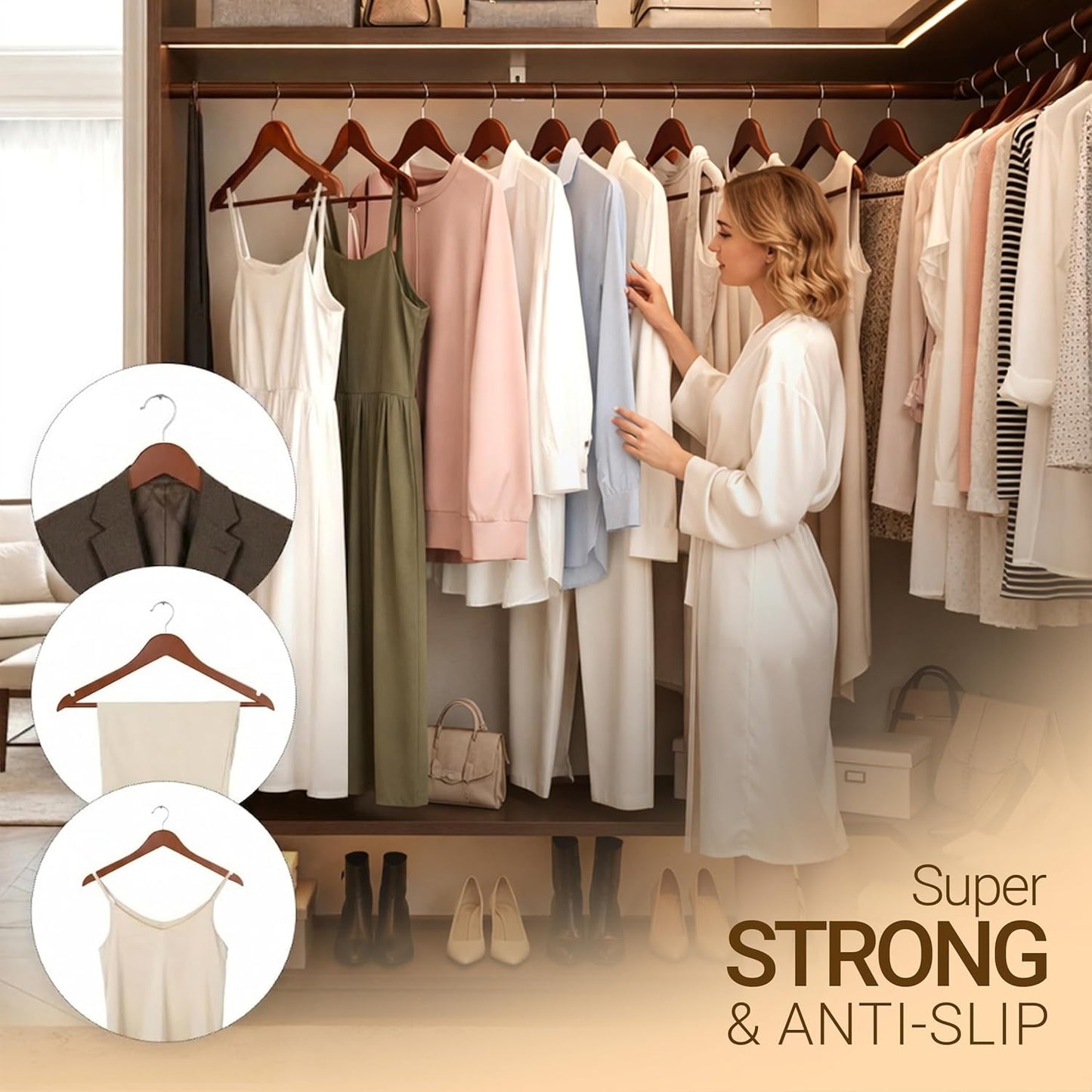 Utopia Home Premium Wooden Hangers - Durable Slim Coat Hangers with 360-Degree Rotatable Hook | 20 Pack in Cherry Color