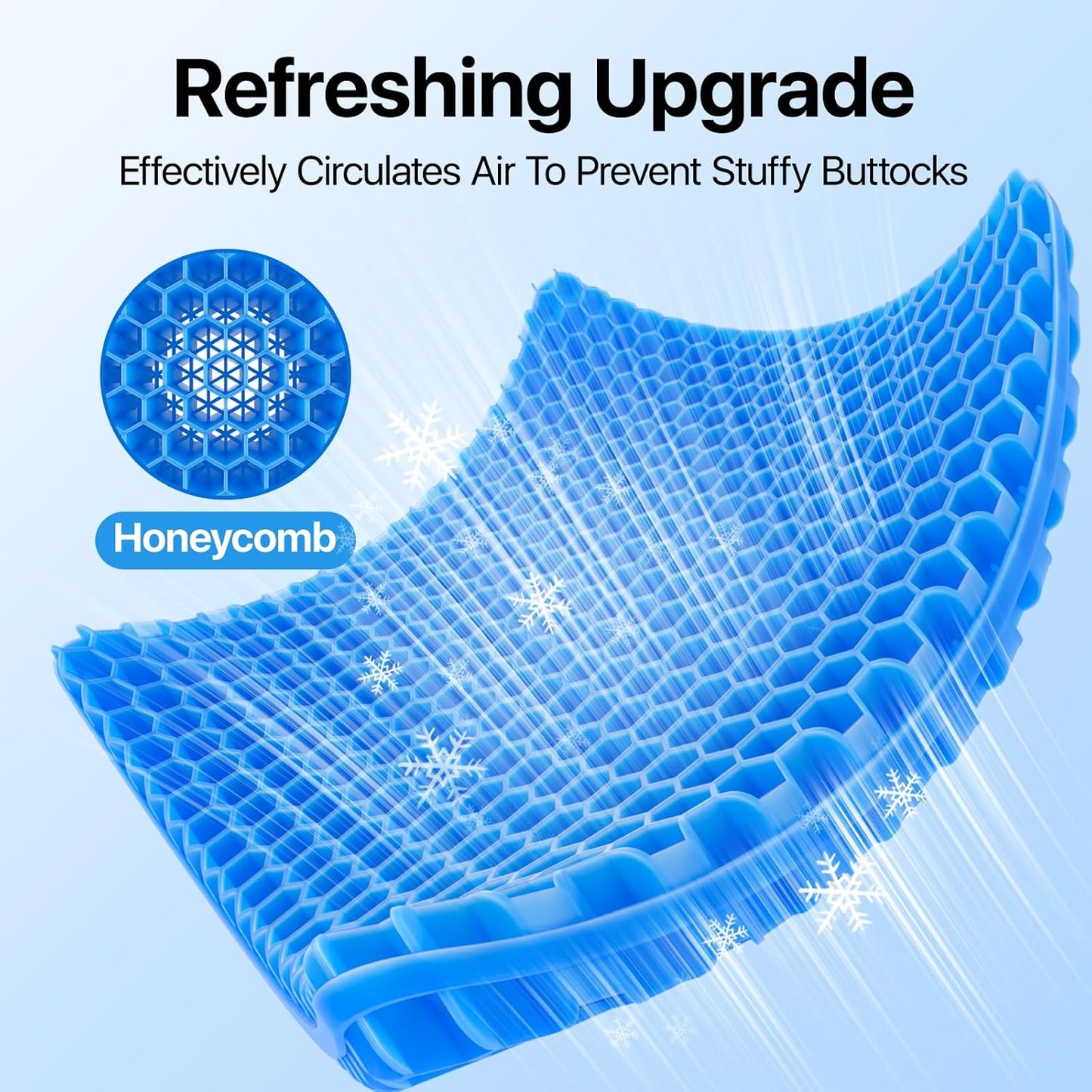 Skiennix Gel Seat Cushion - Super Large Cooling Honeycomb Design for Pressure Relief | Office & Car Use