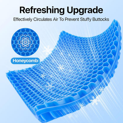 Skiennix Gel Seat Cushion - Super Large Cooling Honeycomb Design for Pressure Relief | Office & Car Use