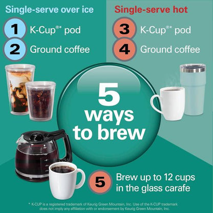 Hamilton Beach FlexBrew Coffee Maker - 5-in-1 Programmable Hot & Iced Brewer, 12 Cup Capacity, Black
