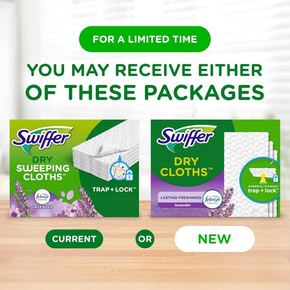 Swiffer Sweep + Mop Dry Pads Refill - Effective Floor Cleaner for Dirt & Dust | Lavender, 52ct