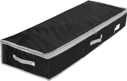 Primode Wrapping Paper Storage Container - Under Bed Gift Wrap Organizer | 41”x14”x6” | Holds 18-24 Rolls Up to 40” | Durable 600D Oxford Material | Includes Pockets for Ribbons and Bows (Black)