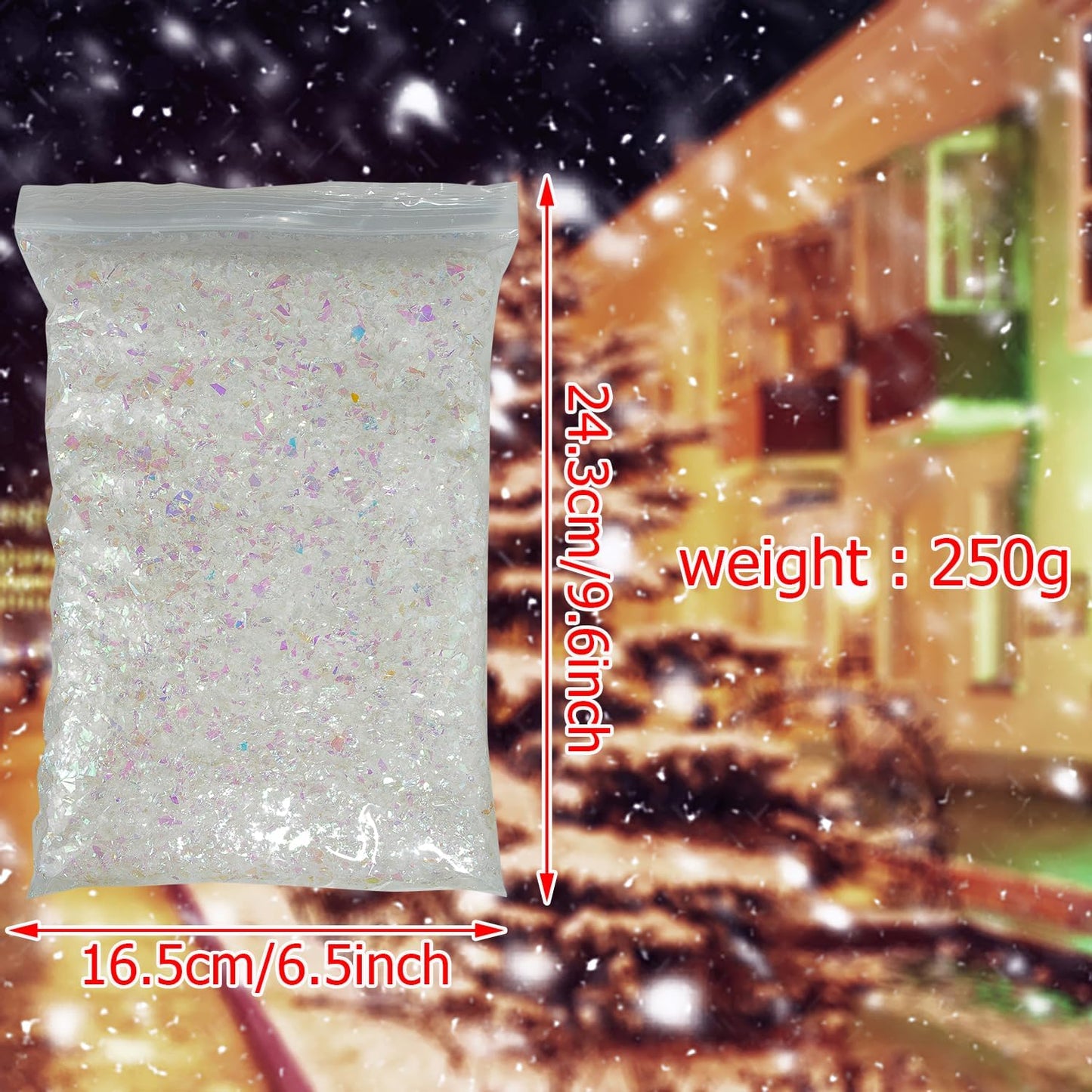 Skiennix Christmas Fake Snow | 8.8 oz Sparkling Artificial Snow Powder for Holiday Crafts