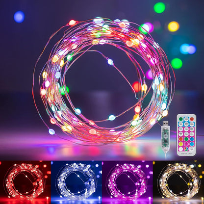 Minetom Color Changing Fairy Lights - 33FT 100 LED String Lights with Remote & 11 Modes for Indoor Use