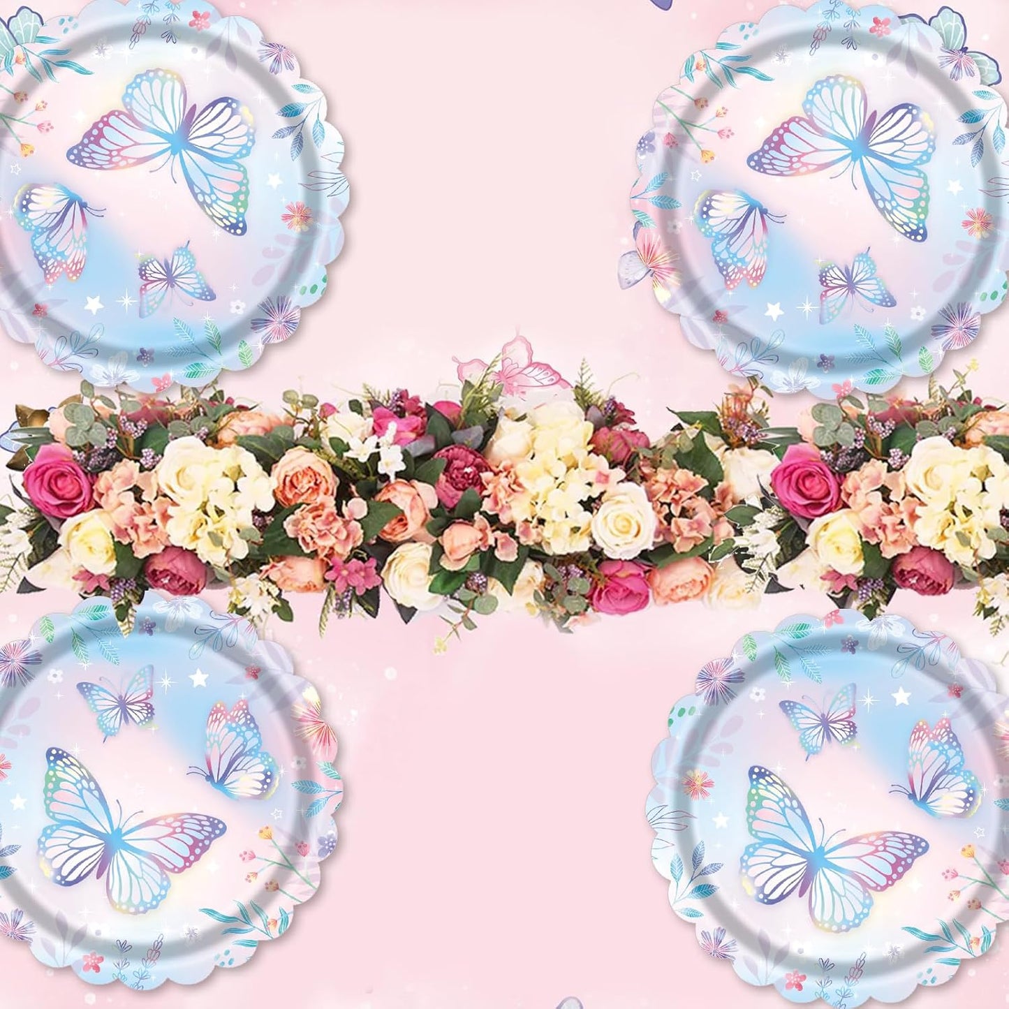 Butterfly 7-Inch Disposable Paper Plates by [Brand Name] - 40 Count for Birthday Parties & Baby Showers