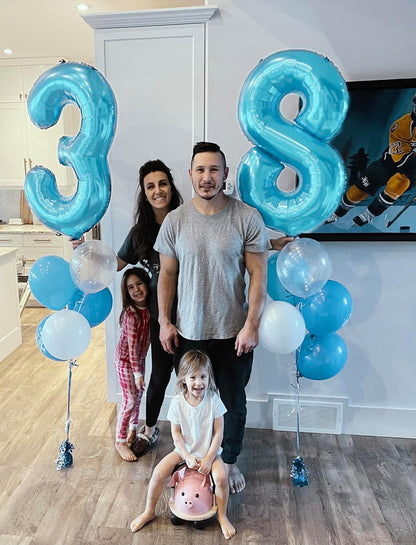 Pearlescent Blue 40-Inch Number Balloon - Perfect for Birthday Celebrations | 0 Number Design