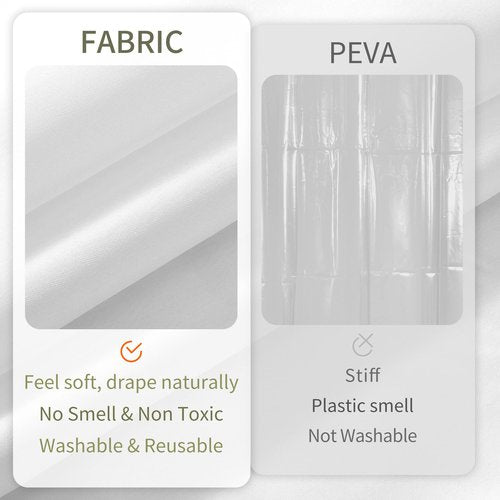 ALYVIA SPRING Long Fabric Shower Curtain Liner Waterproof - 72" x 80", Soft & Lightweight Long Shower Curtain with Magnets, Machine Washable - 72x80, White