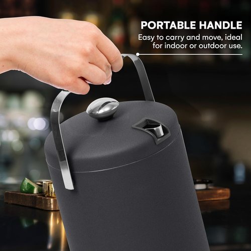 flybold Small Ice Bucket for Parties - Ice Bucket with Lid for Cocktail Bar - Double Walled Ice Container - Portable Chiller Bin Basket - Insulated Wine Buckets for Indoor or Outdoor - Ice Cube Holder