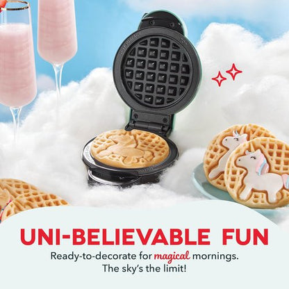 Dash MultiMaker® Mini System Removable Plate Set - Nonstick Fun-Shaped Waffle Plates - 4-Inch Unicorn & Dinosaur (Two-Pack)