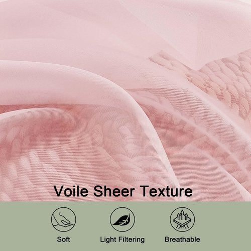 OWENIE Sheer Curtains 84 Inches Long 2 Panels Set, Sheer Blush Curtains for Living Room Bedroom 59 Inch Extra Wide, Modern Voile Filmy Rod Pocket Drapes, 2 Pcs, Each 59 W x 84L, Blush