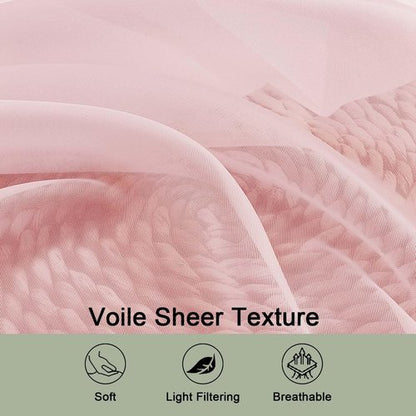 OWENIE Sheer Curtains 84 Inches Long 2 Panels Set, Sheer Blush Curtains for Living Room Bedroom 59 Inch Extra Wide, Modern Voile Filmy Rod Pocket Drapes, 2 Pcs, Each 59 W x 84L, Blush