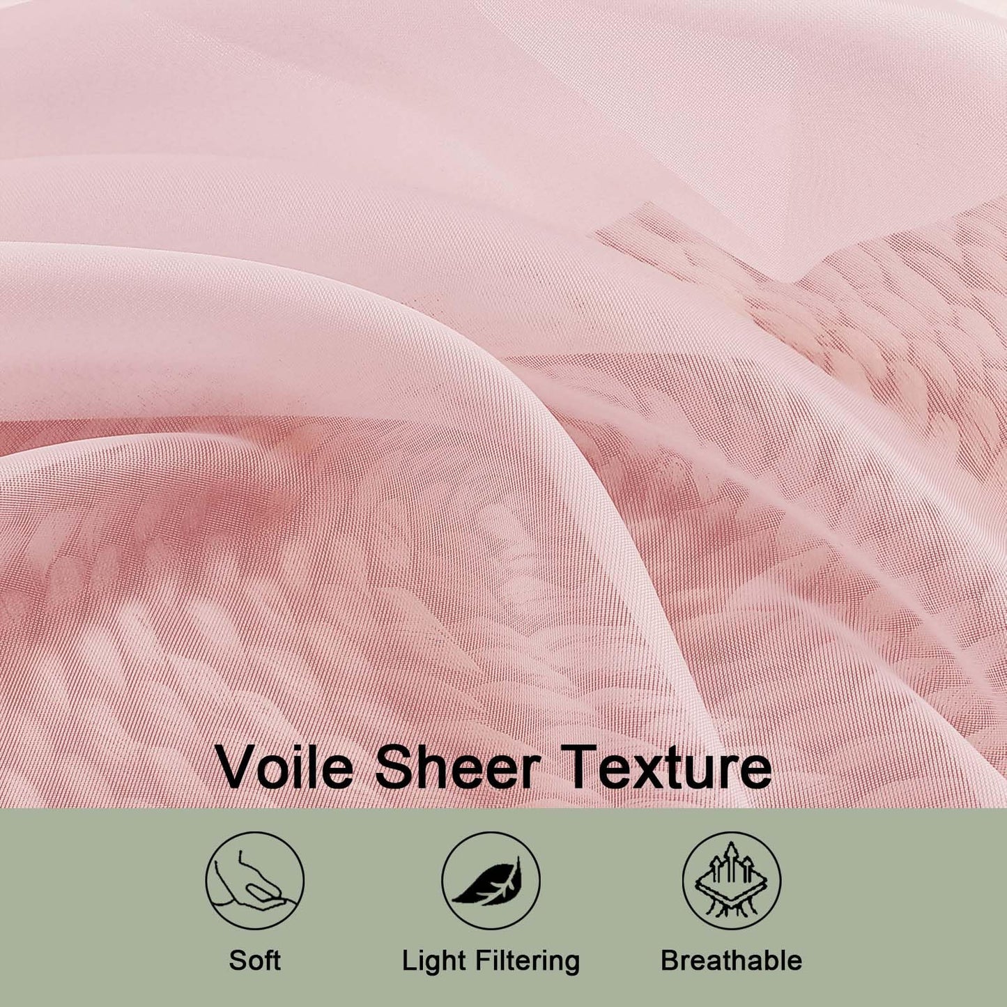 OWENIE Blush Sheer Curtain 90 Inches Long 2 Panels Set, Solid Filmy Drapes for Living Room Bedroom, Elegant Window Voile Sheer Curtain Panels Drapes, 2 Pcs, Each 59" Wx90 L Inch