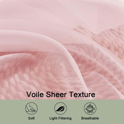 OWENIE Blush Sheer Curtain 90 Inches Long 2 Panels Set, Solid Filmy Drapes for Living Room Bedroom, Elegant Window Voile Sheer Curtain Panels Drapes, 2 Pcs, Each 59" Wx90 L Inch