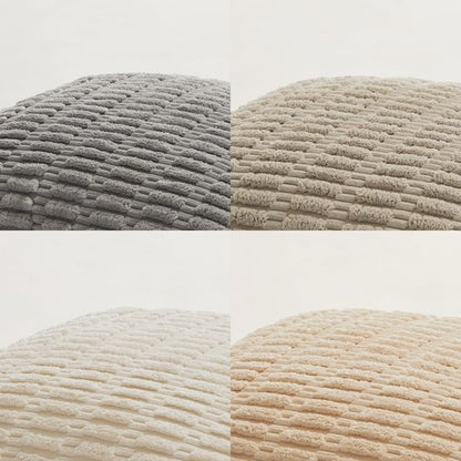 Fancy Homi 4 Packs Neutral Decorative Throw Pillow Covers 18x18 Inch for Living Room Couch Bed Sofa, Rustic Farmhouse Boho Home Decor, Soft Plush Striped Corduroy Square Cushion Case 45x45 cm