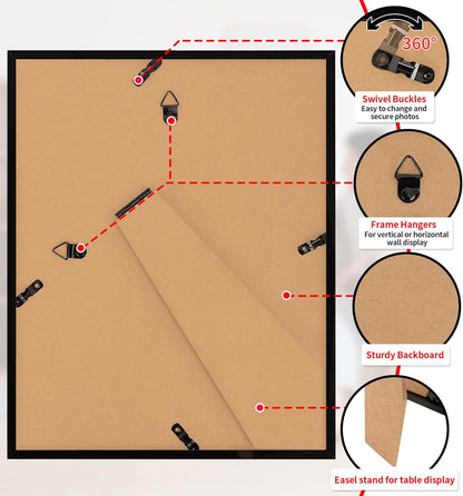 Black 8x10 Picture Frame Set of 2 | Versatile Tabletop & Wall Display with HD Plexiglass