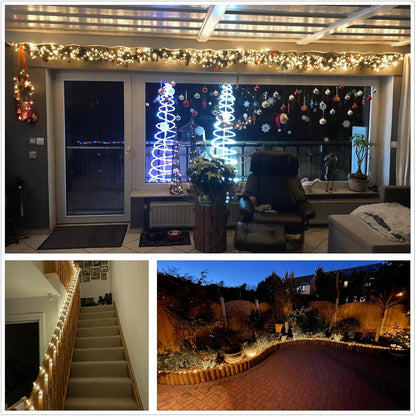 Skiennix 100Ft LED Rope Lights - Warm White, Waterproof Indoor/Outdoor, Cuttable Design for Garden & Holiday Decor