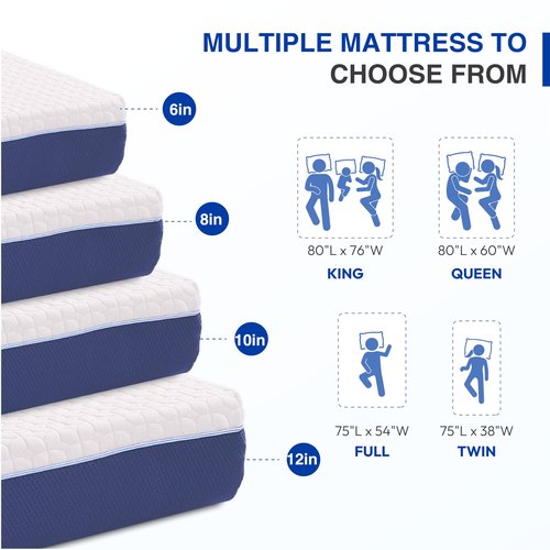 Gelsea 8 Inch Full Size Mattress, Firm Gel Memory Foam Full Mattress in a Box, Firm Back Support for Pressure Relief & Spinal Alignment, CertiPUR-US Certified, Fiberglass-Free