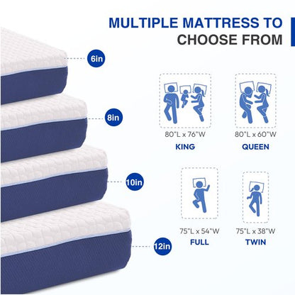 Gelsea 8 Inch Full Size Mattress, Firm Gel Memory Foam Full Mattress in a Box, Firm Back Support for Pressure Relief & Spinal Alignment, CertiPUR-US Certified, Fiberglass-Free