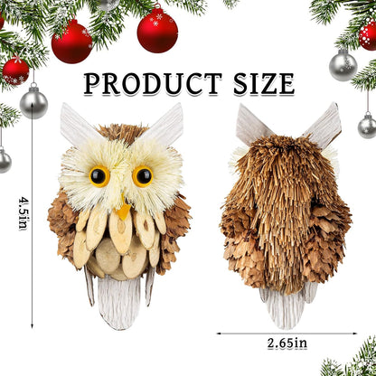 Woodland Christmas Ornaments by [Brand Name] - Handmade Owl Decorations for Rustic Trees | 4-Piece Set