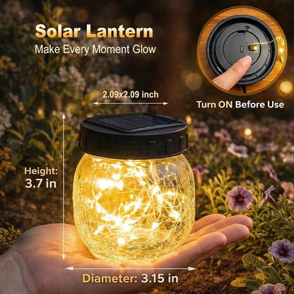 Skiennix 12 Pack Small Solar Lanterns - Waterproof Cracked Glass Globe Lights for Outdoor Decor | Warm White
