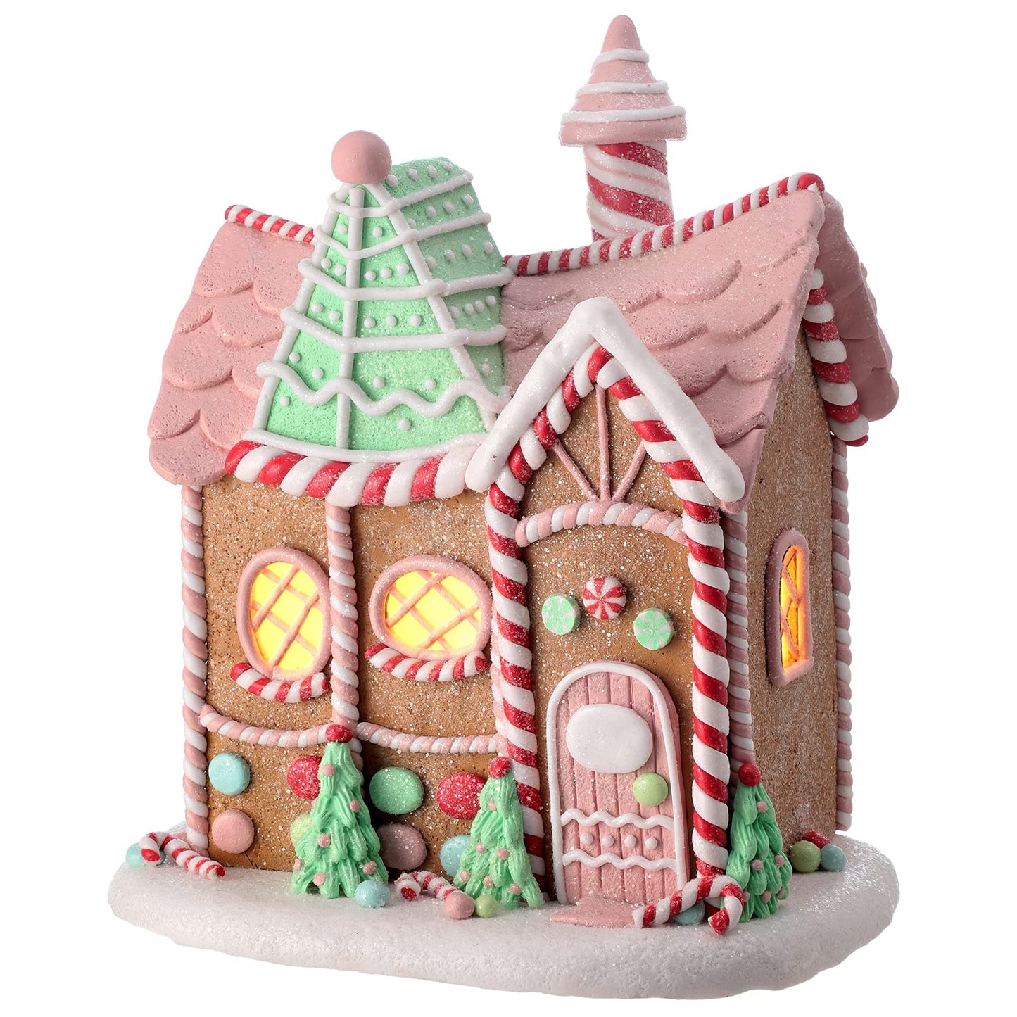 One Holiday Way 9-Inch LED Light Up Faux Gingerbread House Christmas Chalet Tabletop Decoration with Timer – Prebuilt Lighted Decorative Winter Xmas Home Decor