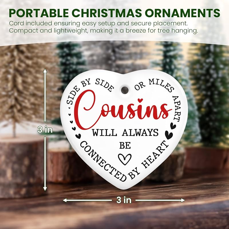 Cousin Christmas Ornament - Heartfelt Ceramic Keepsake Gift for Women & Men (Variation: Cousin)