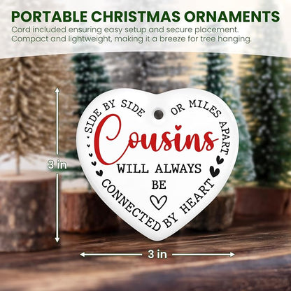 Cousin Christmas Ornament - Heartfelt Ceramic Keepsake Gift for Women & Men (Variation: Cousin)