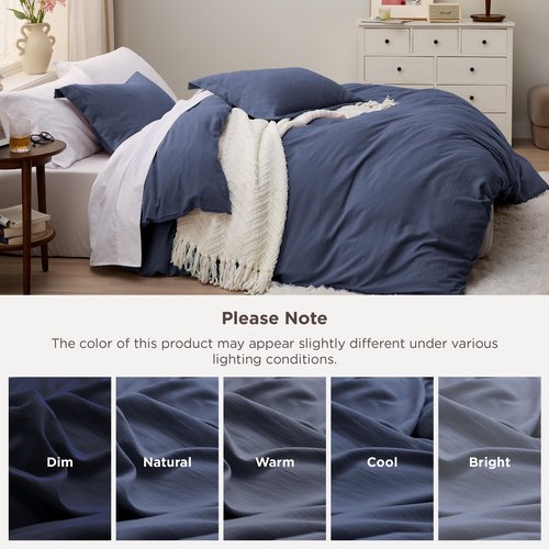 Bedsure Navy Blue Duvet Cover Twin/Twin XL Size - 2 Pieces Prewashed Cotton-Like Polyester Soft Bedding Set, Includes 1 Duvet Cover 68x90 Inches with Zipper Closure & 1 Pillow Sham, No Comforter