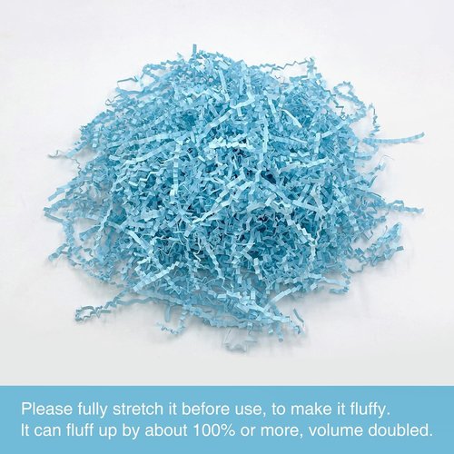 Corlcol 200g(7oz) Crinkle Paper Filler, Gift Box Baskets for Easter, Birthday, Wedding, Decoration(Light Blue)