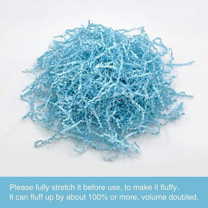 Corlcol 200g(7oz) Crinkle Paper Filler, Gift Box Baskets for Easter, Birthday, Wedding, Decoration(Light Blue)