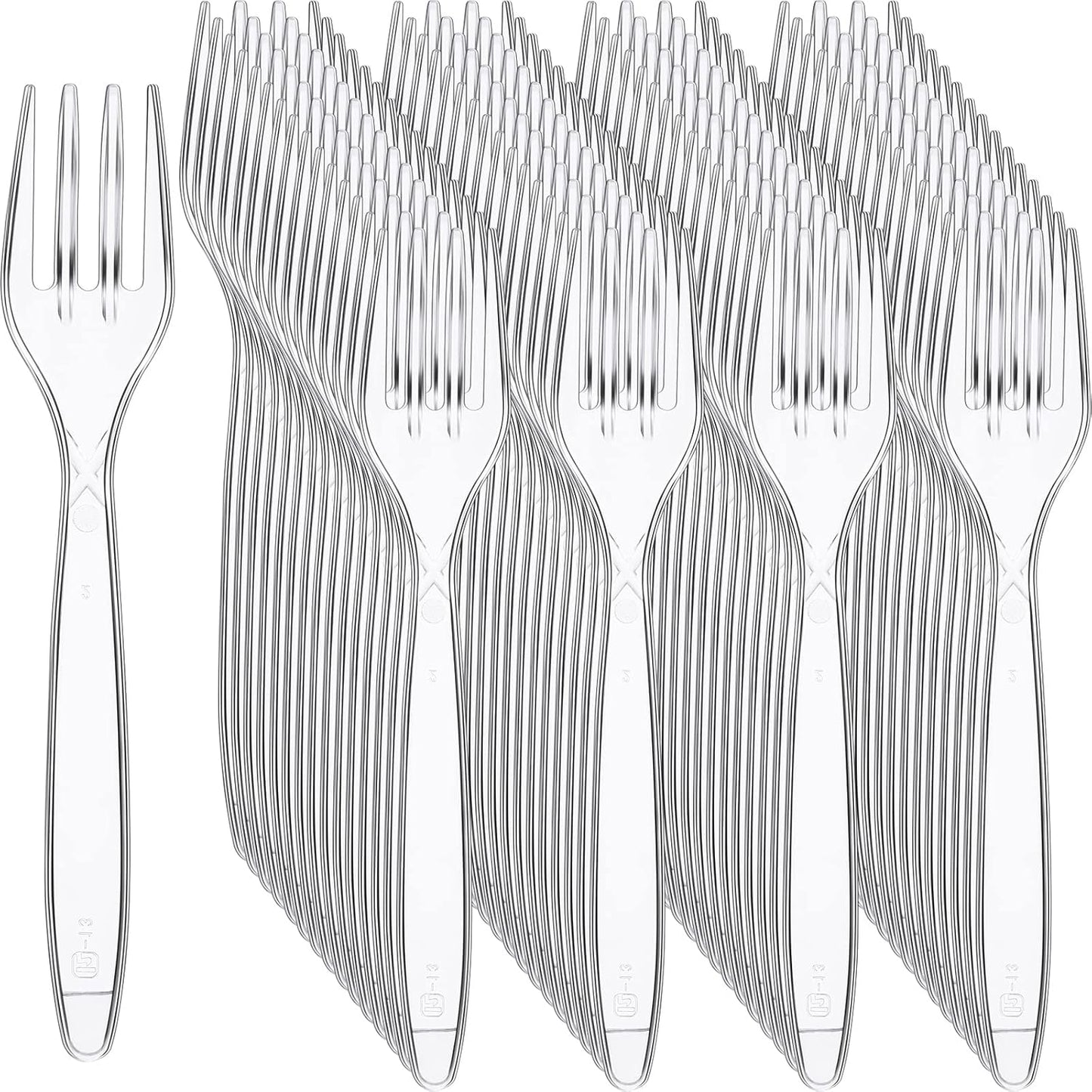 Potchen Heavy-Duty Clear Disposable Plastic Forks - 1000 Pcs Bulk Cutlery for Parties & Picnics | 5.8 Inches