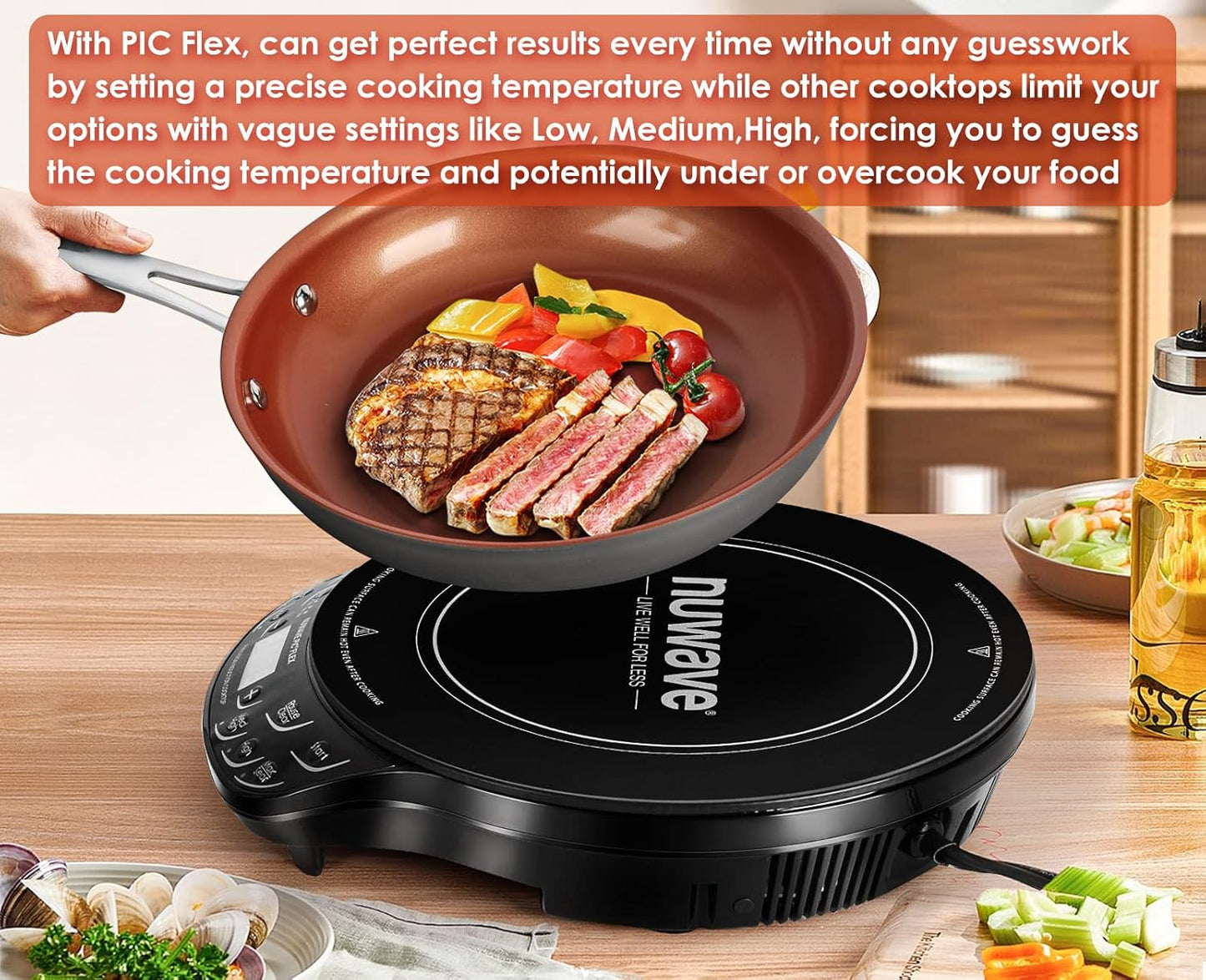 Nuwave Flex Precision Induction Cooktop - 10.25” Shatter-Proof Ceramic Glass | 45 Temperature Settings, Black