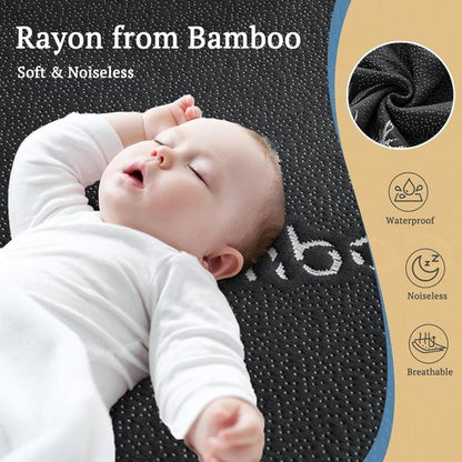 BEDLORE Waterproof Crib Mattress Protector - Ultra Soft Bamboo Viscose Pad Cover | 2 Pack, Dark Gray, 52''x28''