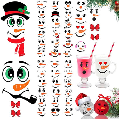 47-Pack Snowman Face Stickers for Crafts and Holiday Decor