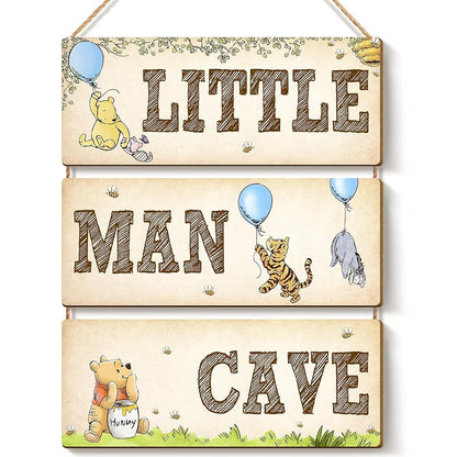 Wooden Door Sign Baby Room Decor Winnie Pooh Bear Nursery - Moreyue