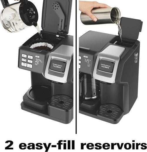 Hamilton Beach FlexBrew Coffee Maker - Versatile 2-Way Brewing for K-Cup Pods & Grounds | Black & Silver