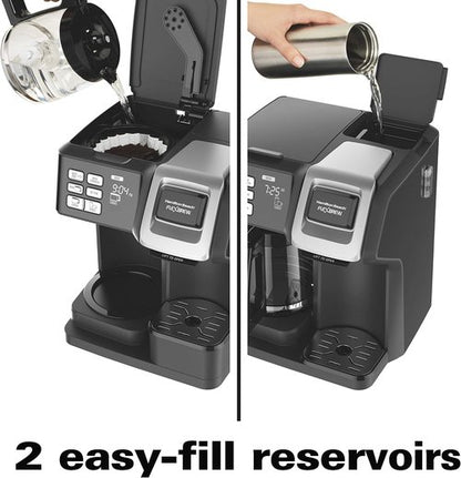 Hamilton Beach FlexBrew Coffee Maker - Versatile 2-Way Brewing for K-Cup Pods & Grounds | Black & Silver