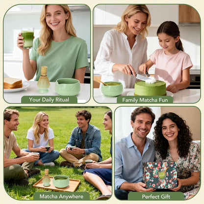 Skiennix Matcha Whisk Set - 8-Piece Ceramic Kit with Bowl, Chasen Holder, Scoop Rest & Sifter | Perfect Gift for Matcha Lovers